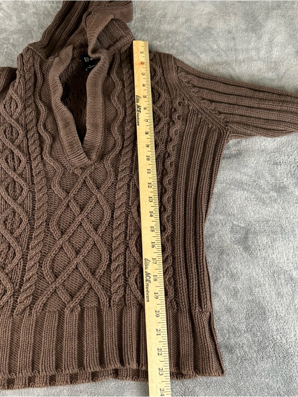 VTG Gap Cable Knit Sweater Womens Large Brown Y2K Cotton Blend Sailor Collar - Picture 7 of 10